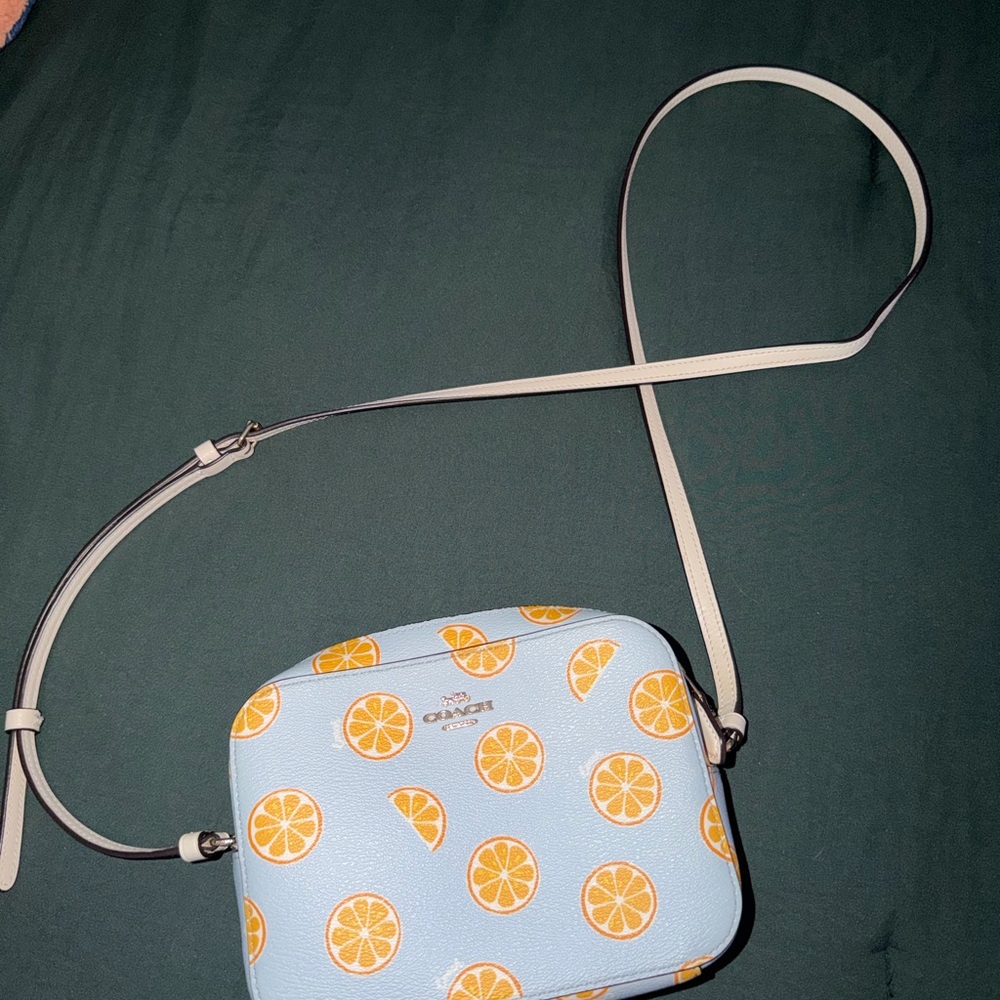 Coach Light Blue Citrus Pattern Crossbody Bag and Wallet